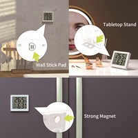 Layar LCD besar dengan jam Desktop berdiri kelembaban suhu rumah tangga dengan ON/OFF dan C/F untuk kamar bayi, kantor, rumah kaca