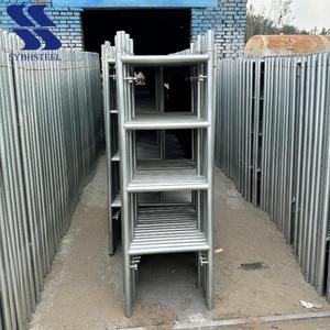 Kit d'échafaudage robuste et <span class=keywords><strong>polyvalent</strong></span> pour la construction, cadre en tube d'acier peint, supports latéraux en aluminium, base réglable - Product Image 3