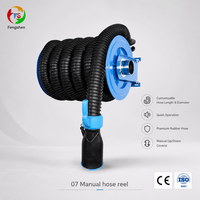Carrete para Manguera de Escape Azul de Alta Resistencia con Certificación CE, con Brida de Cuatro Pernos y Montaje Triangular para Garajes y Fábricas