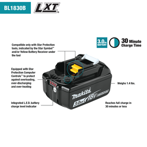 Baterías de Repuesto Compactas y Potentes de Iones de Litio <span class=keywords><strong>Makita</strong></span> de 3 Ah para Taladro <span class=keywords><strong>Makita</strong></span>, Herramientas de Iones de Litio LXT de 18 V, Batería Recargable - Product Image 2