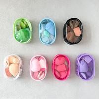 Lot d'éponges de maquillage rose vif avec pochette, houppettes en velours pour fond de teint, éponges cosmétiques en forme d'œuf pour le mélange, outils de maquillage de voyage