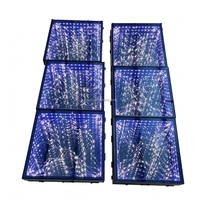 Dalles de sol LED 3D à effet abysse, avec miroir infini et éclairage filament, à assemblage magnétique, contrôle DMX, pour la location événementielle (banquets, mariages)