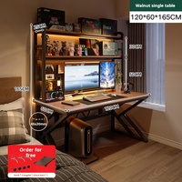 Bureau d'ordinateur de chambre à coucher avec étagères, bureau de jeu tout-en-un et ensemble chaise
