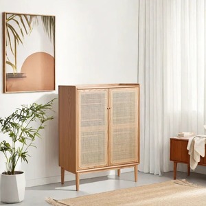 Modern Wooden <strong>Rattan</strong> <strong>Shoe</strong> Cabinet with Durable Multi-Functional <strong>Storage</strong> for Living Room Entryway Hotel Use - Product Image 2