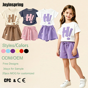 Completo Estivo 2026 per Bambina, 2 Pezzi: T-shirt <span class=keywords><strong>con</strong></span> Elastico in Vita e Pantaloncini in Materiale Sintetico Traspirante per lo Sport - Product Image 1