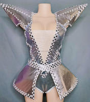Twotwinstance — combinaison courte pour femmes, vêtement Unique, Sexy, mode, Costume de Robot, Led, vêtement de Performance, brillant, paillettes, Y2462