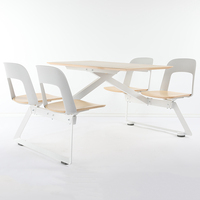 Ensemble de restaurant commercial pour 4 personnes avec table et chaises de cantine à structure en acier - Durable et écologique