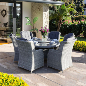 Moderno Set da pranzo in Rattan a 6 posti con tavolo e sedia da esterno pigro impermeabile per alberghi parchi case coloniche ville - Product Image 6