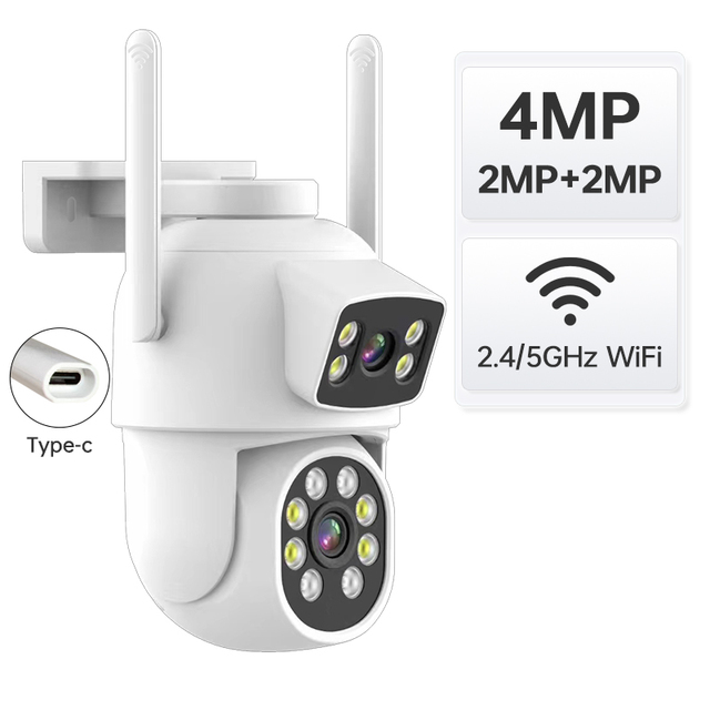 4MP WiFi IP Bullet Camera with Pan-Tilt Two-Way Audio HD Video Wide Dynamic Range for Outdoor Home Security