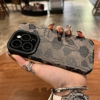Coque de Téléphone Design Tendance Rose Noire pour iPhone 16 15 17 Pro Max 14 13 12 11 XS XR, Housse Colorée Simple Argentée Antichoc