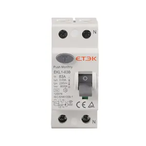 Etek disjuntor de corrente residual 40a, 2 poles rccb EKL1-63 6ka 1p + n 25a 300ma rccb