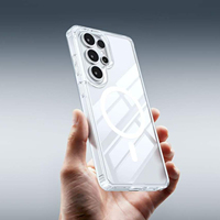Étui de téléphone portable transparent en TPU PC anti-jaunissement, résistant aux chocs, magnétique, pour Samsung S24 S25 S26 Plus Ultra