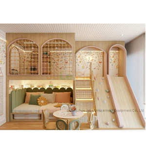 Salle de jeux pour enfants aire de jeux en bois piscine à balles herbe colline maison de jeu en bois naturel maison de jeu café aire de jeux - Product Image 1
