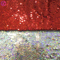 Tissu à paillettes double face, vente en gros, textile pour robe de mariée, maille paillettes rouges, tissu à filet perlé, vente en gros