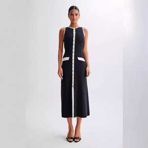 Da donna autunno autunno inverno elegante senza maniche in maglia Chic Slim donna lunga festa 2024 gilet Midi abiti attillati per donna - Product Image 5