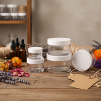Pot en plastique transparent rond à fond épais de 8 oz avec couvercle en PP pour les soins de la peau, les cosmétiques, la lotion, la poudre libre, le blush, le mascara, 50 g-120 g