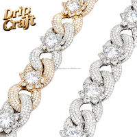 Collier chaîne cubaine fleur infinie bicolore hip-hop incrusté de zircons, plaqué or, accessoire tendance haut de gamme, unisexe.