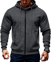 Sweat-shirt à capuche zippé décontracté pour homme, personnalisable avec logo, manches longues, fermeture éclair intégrale, poche kangourou, en tissu