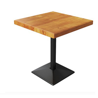Table à manger carrée en bois massif, design rétro nostalgique, avec pieds en métal, pour usage commercial personnalisé, restaurant et hôtel, restauration rapide