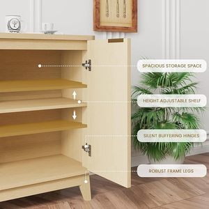 Credenza Buffet in Rovere Naturale Cannettato a 4 Ante Mobile Contenitore Consolle da Ingresso Tavolo <span class=keywords><strong>d</strong></span>'Accento per <span class=keywords><strong>Bar</strong></span> - Product Image 6
