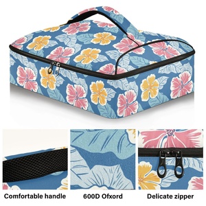 Aloha Custom Hawaiian Hibiscus Flowers Thermal Insulated Portable Casserole Carrier Food Delivery Pizza Bag Food Delivery - Product Image 2
