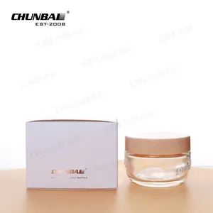 8Oz Clear Empty Glass Cream Cosmetic Jar Glass Bottle And Jar Glass White Cap Cosmetic Set