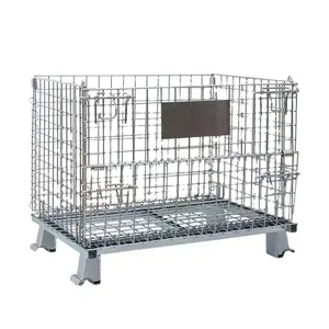 stuffed animal warehouse stackable heavy duty collapsible storage cage with wheels storage industrial metal wire cage bin