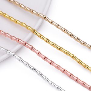 <b>Metal</b> Bamboo Joint Beads Gold Rose Gold Silver Plated Chain Loose Beads For <b>Bracelet</b> Making DIY Jewelry Accessories - Product Image 4