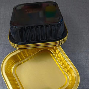 Récipients de cuisson en papier d'aluminium <span class=keywords><strong>noir</strong></span> doré à paroi lisse de 300ml carrés Boîte à cupcakes de 10 oz pour la restauration de ligne aérienne - Product Image 1