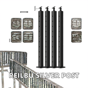 เสาเหล็กสแตนเลสทรงโมเดิร์นแบบติดตั้งด้านบน สีเงิน สำหรับราวบันไดและระเบียง - Product Image 2