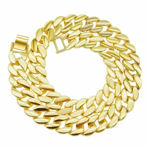 Williizhao colar masculino em forma de folha fresca, corrente de liga cubana de 16mm, colar de 18k banhado a ouro, corrente de gelo, joia de hip hop