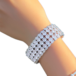 Pulsera de Hoja con Cristales de Estrás Blancos Brillantes para Mujer, Joyería de Latón Chapada en Oro de Moda, Accesorio para Aniversario B06 - Product Image 1