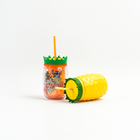 Gobelet en plastique réutilisable de 473 ml en forme d'ananas tropical avec couvercle et paille, personnalisable avec logo, pour fêtes estivales