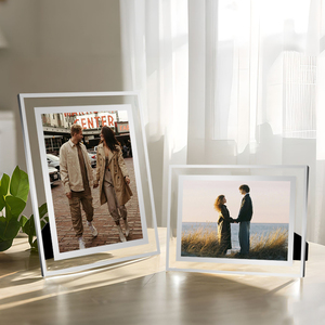 Cadre <span class=keywords><strong>photo</strong></span> en <span class=keywords><strong>verre</strong></span> cristal argenté 4x6 pouces avec impression sérigraphique pour bureau - Offre spéciale - Product Image 5