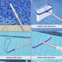 Kit de nettoyage professionnel pour piscine avec brosse à skimmer, perche télescopique, filet en PE résistant aux UV, haute efficacité pour piscines hors sol