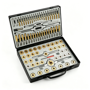 Ensemble de 86 outils de taraudage <span class=keywords><strong>et</strong></span> de filetage métriques avec tarauds <span class=keywords><strong>et</strong></span> filières HSS <span class=keywords><strong>pour</strong></span> un filetage de précision - Product Image 1