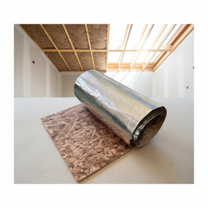 Material de Aislamiento Térmico Ignífugo CE A1, Rollo de Lana de Vidrio EN13501 Lambda 0.039, Manta de Lana de Vidrio FSK Ecológica para Techo, Color Marrón - Product Image 1