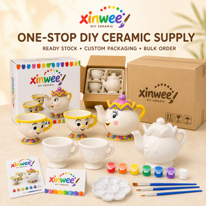 Kit de Tazas de Cerámica para Pintar, Juego de Té de Cuentos de Hadas para Niños, <span class=keywords><strong>Taza</strong></span> y <span class=keywords><strong>Tetera</strong></span> de Dibujos Animados, Manualidades, Regalo Festivo - Product Image 2