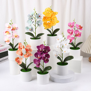 Orchidées Phalaenopsis artificielles en pot, 30 pouces de hauteur, pour la décoration de bureau, arrangement floral simulé fait main - Product Image 1