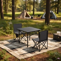 Mesas y Sillas Plegables Modernas para Exteriores, Diseño Portátil de Tubo de Acero y Material Oxford para Acampar, Hacer Picnic y Uso en Granjas