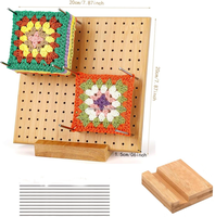 Planche carrée en bois de bambou pour le tricot, le crochet, les granny squares, le blocage du fil - Accessoire de couture simple et durable