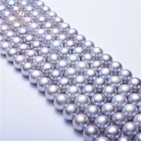 En gros 9-10mm AA-argent gris rond réel naturel eau douce Edison brin perle pour les femmes