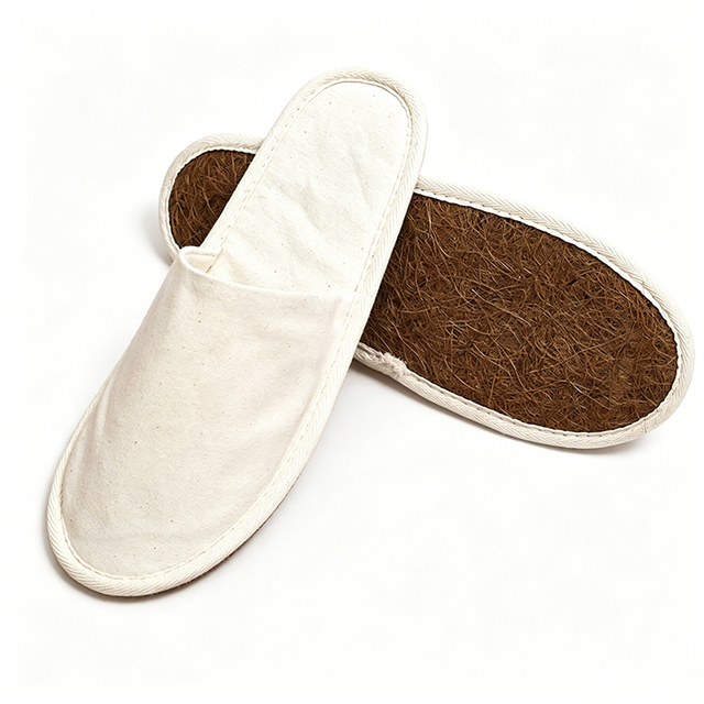 Biodegradable Hotel Slippers Flax Linen Coir Sole Natural Non-slip Eco-Friendly for Hospitality Resort Spa