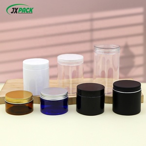 Wholesale food candy jar grade 4oz 6oz 8oz jar amber clear PET plastic round jar with aluminum plastic screw lids