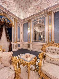 Personnalisation complète de la <span class=keywords><strong>maison</strong></span>, villa de luxe de style <span class=keywords><strong>rococo</strong></span>, palais, manoir, rendu 3D, sculpture dorée, design d'intérieur - Product Image 6
