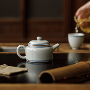 Guanlan Ice-glazed Double-line Teapot Porcelain Cylinder With Lid Kung Fu <b>Tea</b> <b>Set</b> - Product Image 3