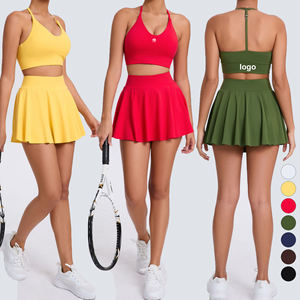 Falda de tenis al por mayor, conjunto de 2 piezas, faldas de tenis para mujer, ropa de tenis para mujer, conjuntos de gimnasio, Sujetador deportivo y faldas con pantalones cortos - Product Image 1