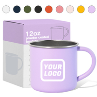 Mug de voyage en acier inoxydable à paroi simple de 400 ml avec logo personnalisé, revêtement en poudre, pour la randonnée, le camping, le feu de camp, avec poignée