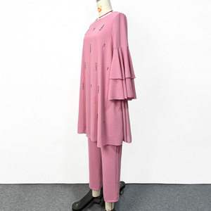 U.Chic nouvelle fleur de cerisier rose tache couture à la main strass feuille de Lotus manches asie du sud-est Robe arabe <span class=keywords><strong>Baju</strong></span> <span class=keywords><strong>Kurung</strong></span> - Product Image 2