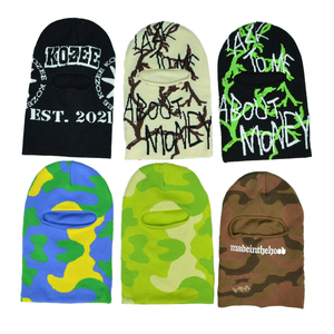 Balaclava en tricot pour homme, logo brodé personnalisé, blanc et <span class=keywords><strong>noir</strong></span>, 3 trous, néon, pour le ski - Product Image 2